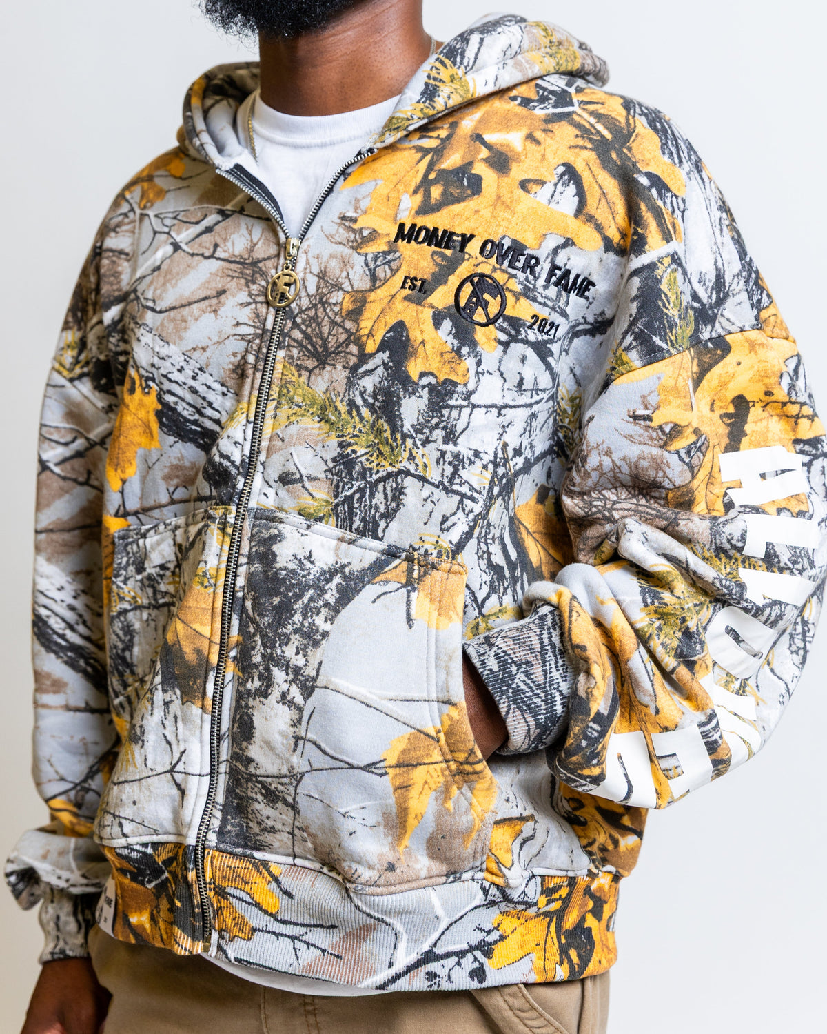 School of Fashion Camo Zip Up Hoodie
