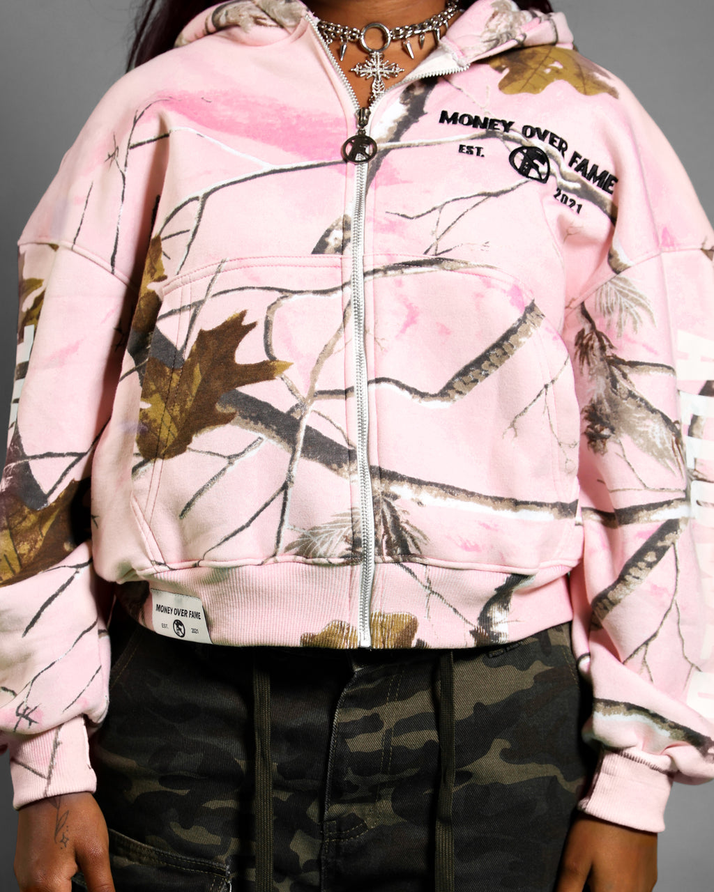 School of Fashion Camo Zip Up Hoodie